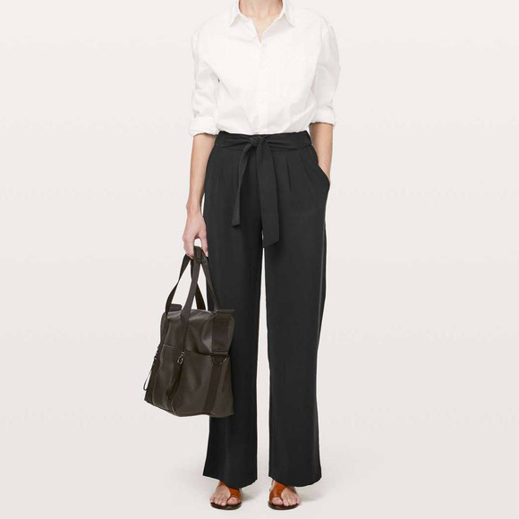 lululemon athletica Pants - Lululemon Noir Wide Leg High Waisted Black Pant Size 8